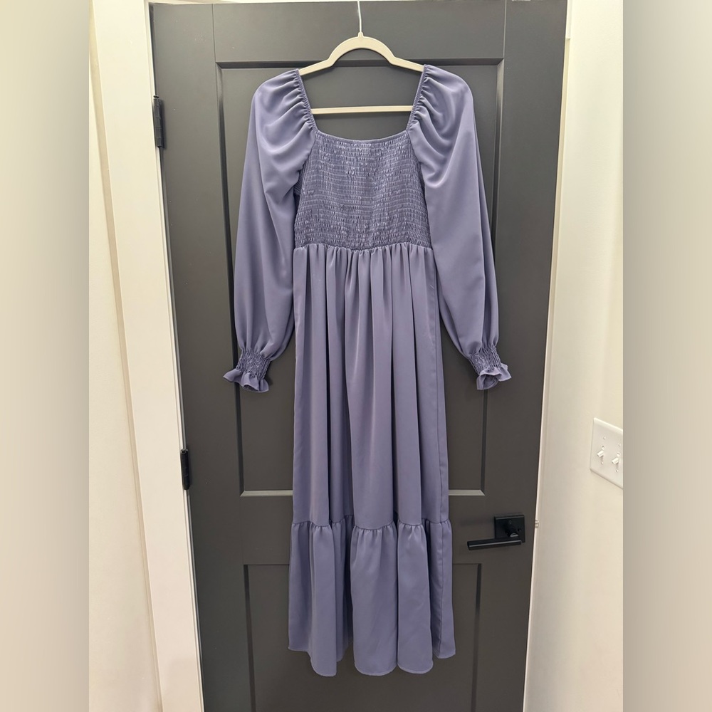 Women's Square Neck Long Sleeve Maxi Dress (Size Medium)